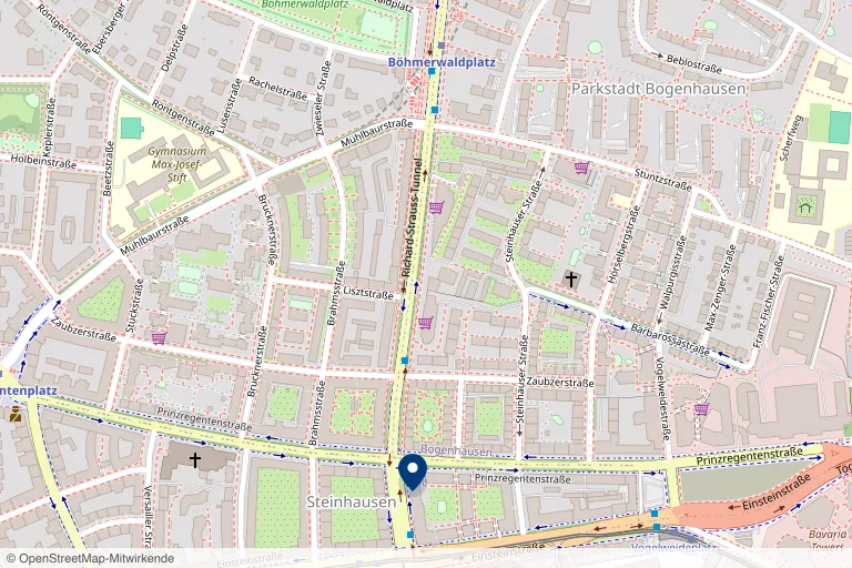 Karte mit dem Standort der Kanzlei in der Prinzregentenstraße 120, München